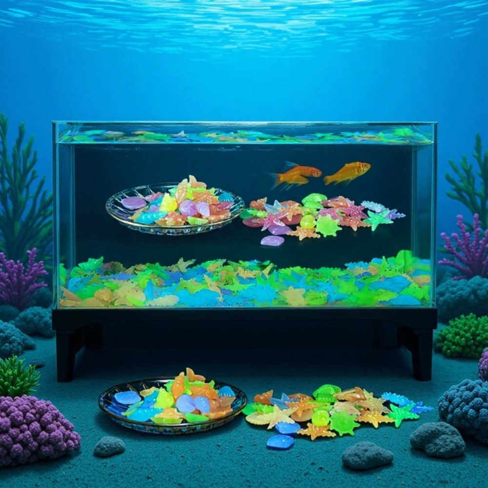 Aquarium Marine Stone - Leuchtende Ozeansteine, fluoreszierende Muscheln, bunte Seesterne