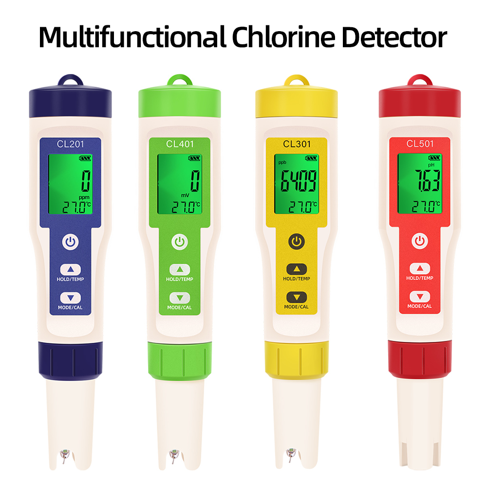 Marine Aquarium Test Kit - PH/CL2/H2/ORP/Temperaturmessgerät, Chlordetektor, digitaler Wasserqualitätstester für Pools,