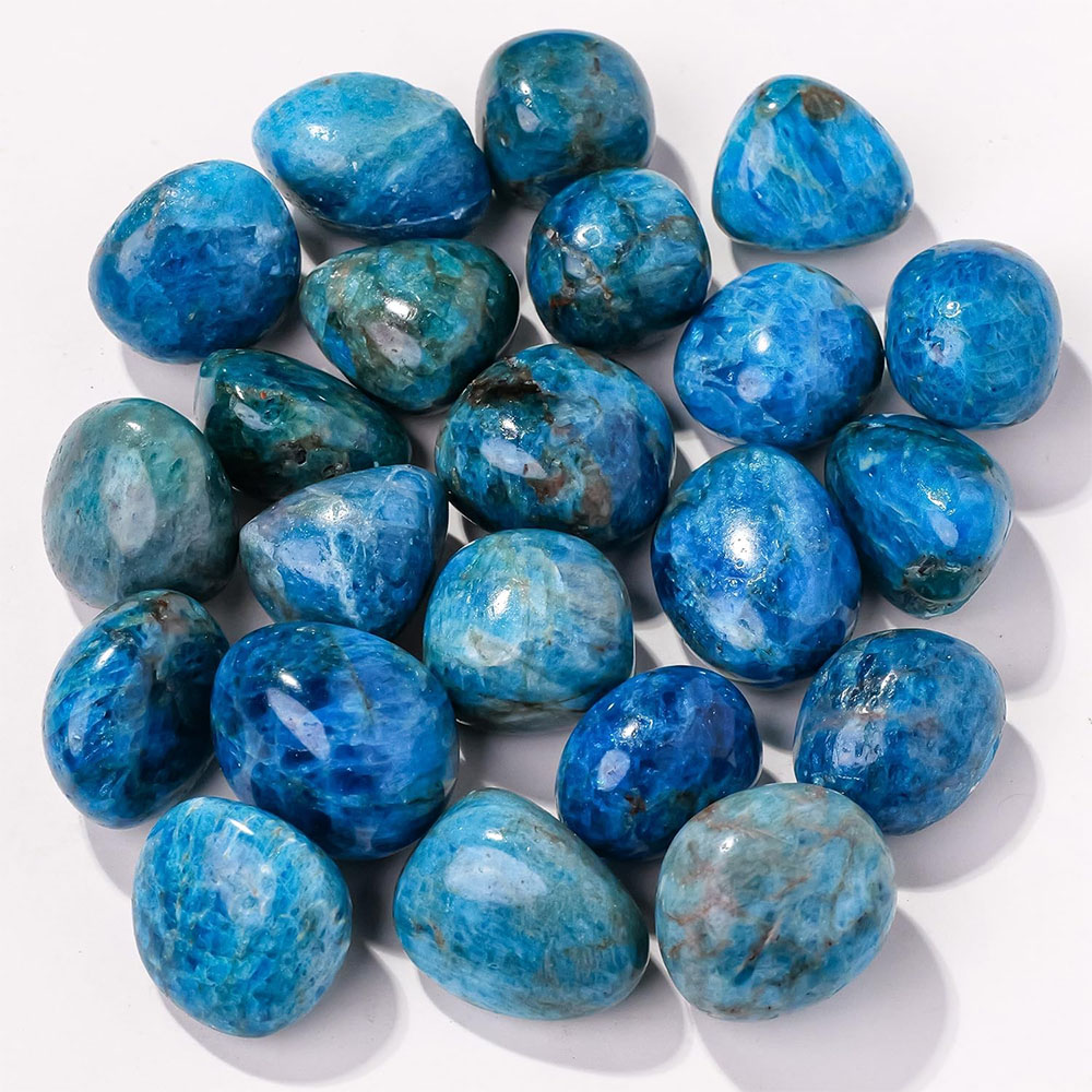 Aquarium Marine Stone - Natürliche blaue Apatit-Quarzkristalle und heilende Trommelsteine,