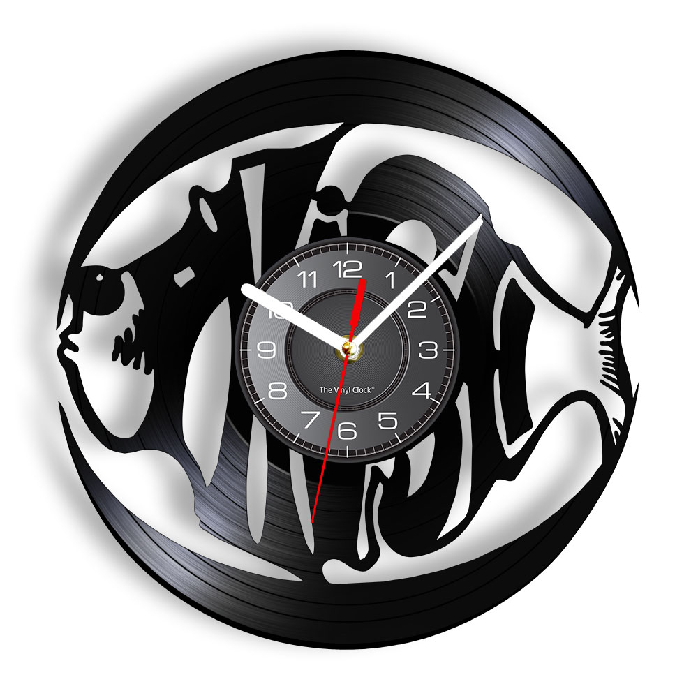 Marine Aquarium Home - Ocean Fish Accent Vinyl-Schallplatten-Wanduhr, Barracuda Timepieces,